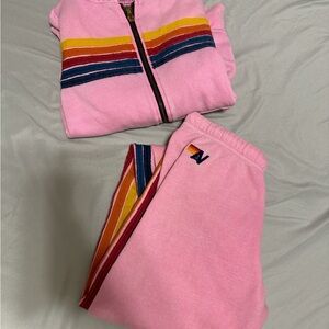 Aviator Nation Pink 5 stripe set with Rainbow Detail